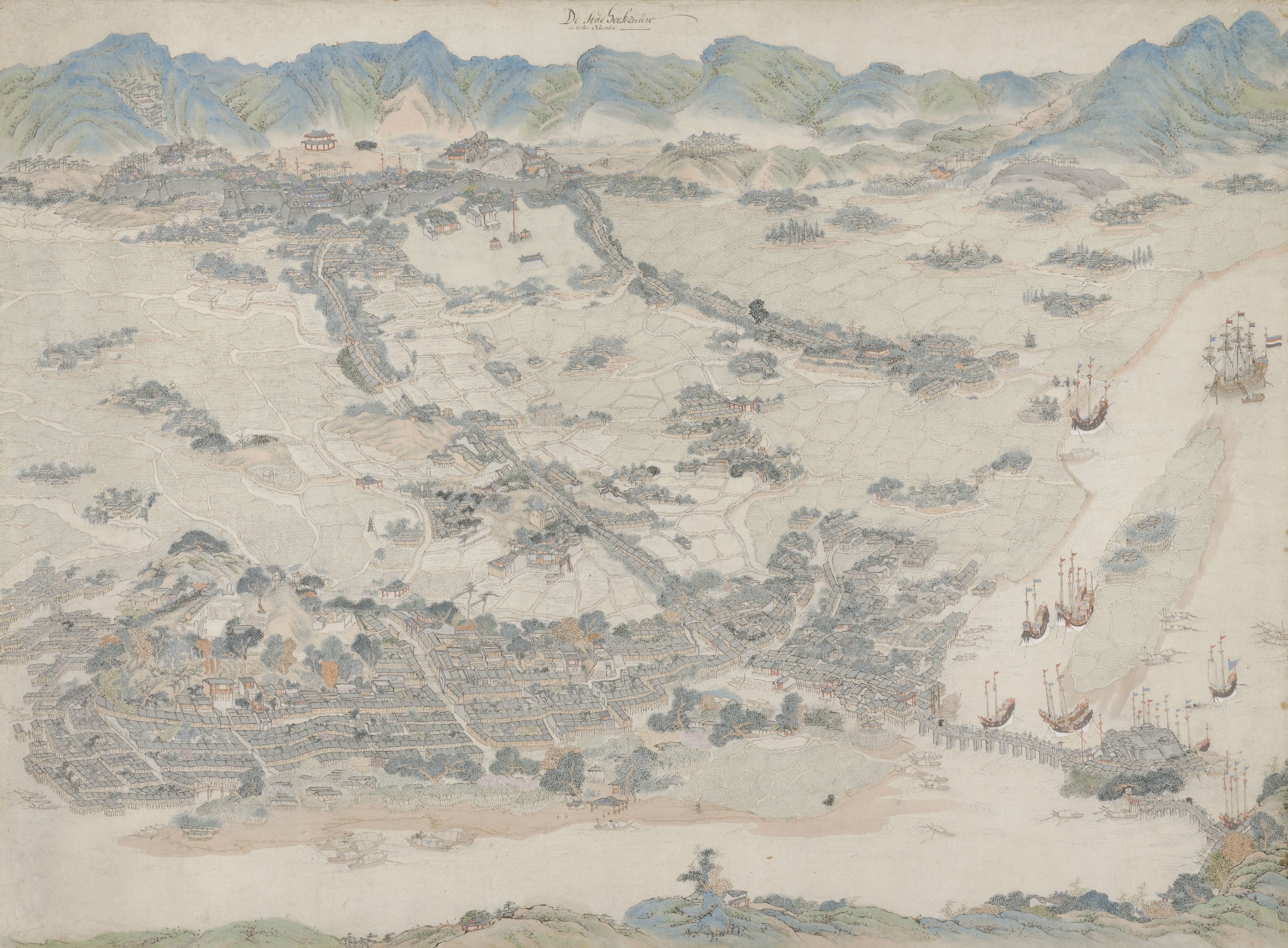 Figure 2. A map illustrating the bird-eye view of Fuzhou, stored in the Rijksmuseum.