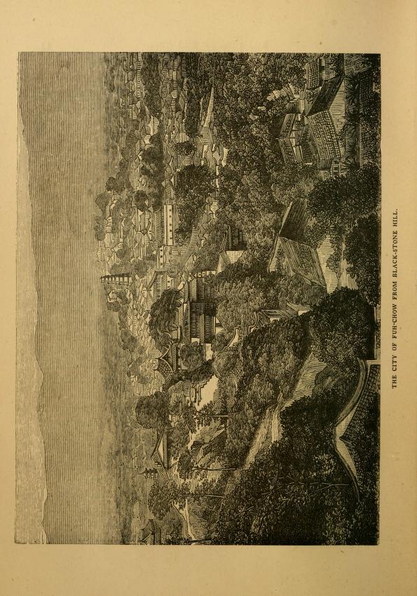 Figure 3. An engraving included in Eugene Stock’s book The Story of the Fuh-Kien Mission of the Church Missionary Society (1877), depicting the city of Fuzhou from Black-stone Hill (or Wu Shih Shan).